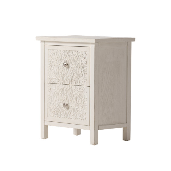 Bungalow Rose Levera Farmhouse FullyAssembled 2Drawer Nightstand
